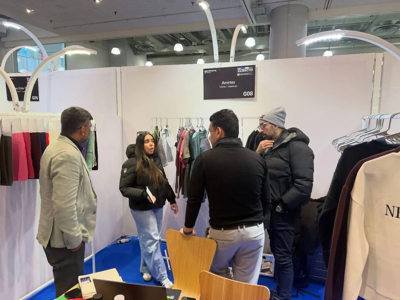 Buyer meeting at the Amirtex booth during Texworld New York City 2026