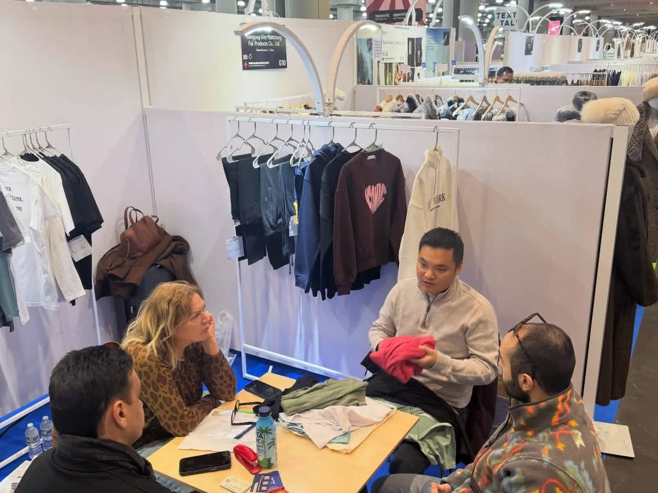 Amirtex presenting knitwear samples to buyers at Texworld New York City 2026